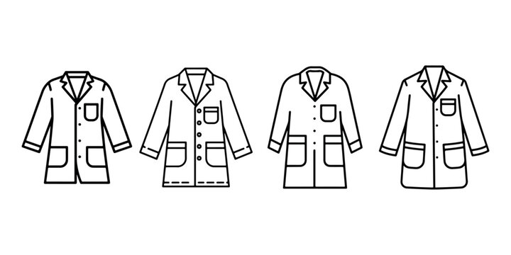Medical coat icon set, doctor uniform, lab coat, white coat, hospital uniform, scientist uniform, vector illustration