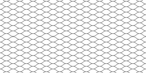 Fishing net seamless pattern. Mosquito protection flying insect plastic net. Football gates mesh texture. Basketball hoop pattern. Chain link fence. Vector illustration on white background. © uboy