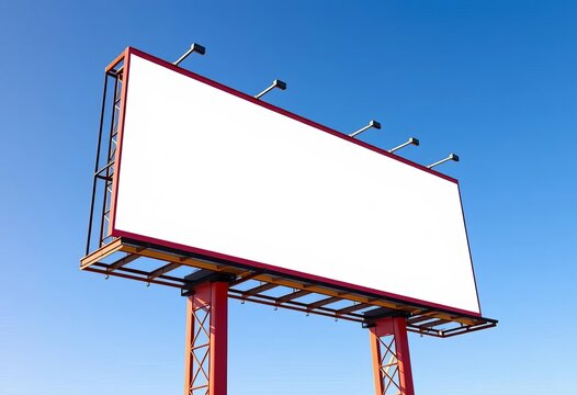 Giant empty billboard against a clear blue sky,  sign,  space