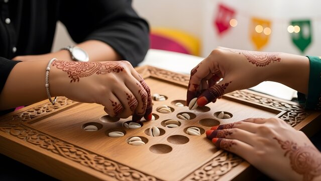 People Playing Traditional Board Game Carrom.