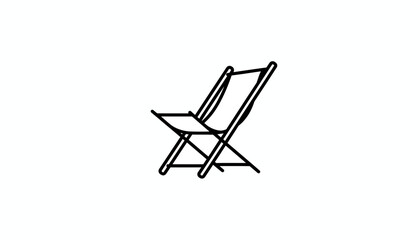 Minimalist Line Art Icon of a Folding Chair on White Background