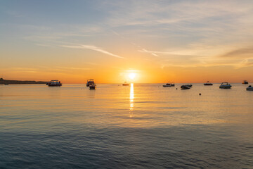 Sunrise over the sea. Panoramic seascape.