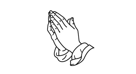 Praying Hands Line Art Icon - Symbol of Hope, Faith, and Gratitude