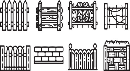 Obraz premium Assorted fence designs showcasing various materials and styles Vector