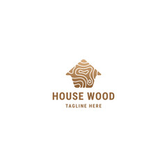 House wood logo design template flat vector