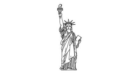 Statue of Liberty Outline Drawing - Iconic American Landmark Symbol of Freedom
