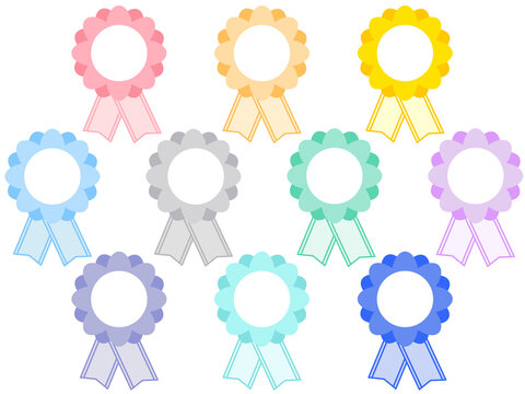 名札　ネームプレート　ロゼッタ　ロゼット　バッジ　花　リボン　カラフル　10色　幼稚園　お祝い　式典