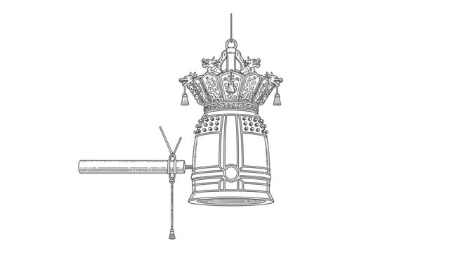 Vintage Japanese Temple Bell Illustration
