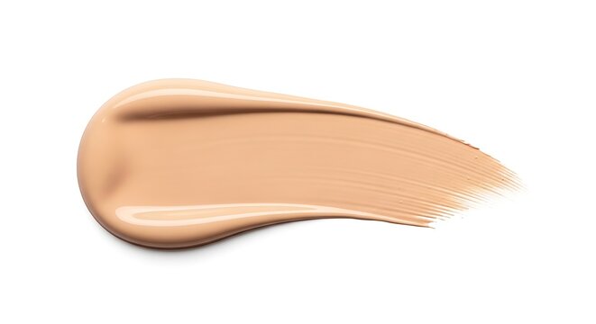 Smooth Beige Liquid Foundation Swatch with Visible Texture on a Clean White Background, Ideal for Cosmetic Ads