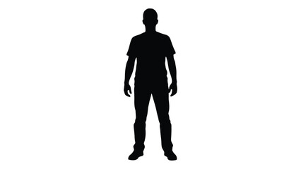 A black silhouette of a man standing isolated on white background, Vector