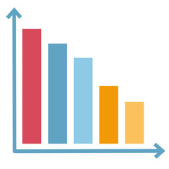 Descending bar chart with upward arrow symbolizing market comparison, financial analysis, and strategic business performance evaluation in flat design.