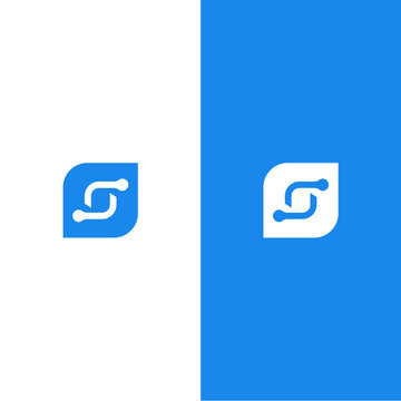 Modern Letter S Logo Icon Minimal Blue Tech Branding Vector