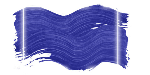 Blue watercolor brush stroke waves set within glowing white neon rectangular frame on transparent...