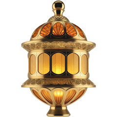 Set of Ornate Golden Ramadan Lanterns Fanous Isolated on White Background