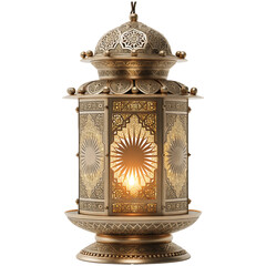 Set of Ornate Golden Ramadan Lanterns Fanous Isolated on White Background