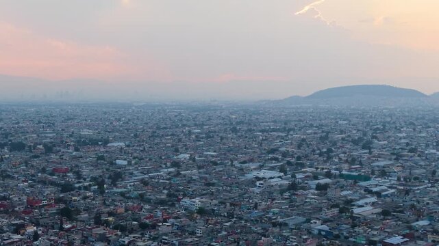 Drone view of conurbation between Ecatepec and Mexico City