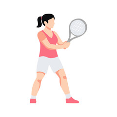 Woman Playing Paddle Sport Activity Concept Illustration