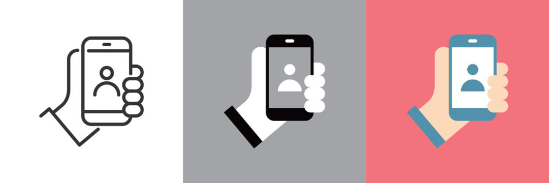 シンプルなスマートフォンでビデオ通話するアイコン