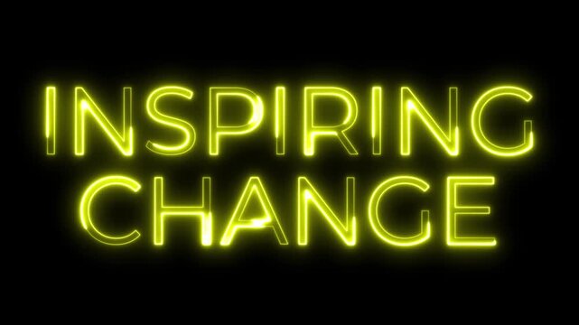 Inspiring Change Neon Text Glow Animation on Black Background