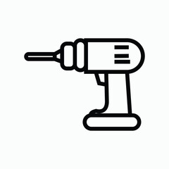 Cordless drill icon simple line art vector illustration for construction and DIY projects isolated o