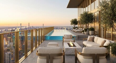 Luxury Rooftop Infinity Pool and Modern Lounge