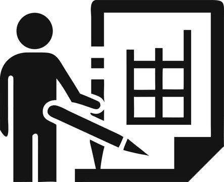 Business Professional Using a Large Pencil to Analyze and Illustrate Data on a Bar Chart Document