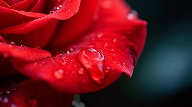 Red rose with water droplets