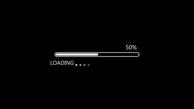 Minimalist loading bar progress indicator on clean background representing download process, buffering status, data transfer, system update, web interface and digital technology concept