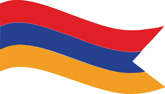 Waving national flag of armenia isolated on white background
