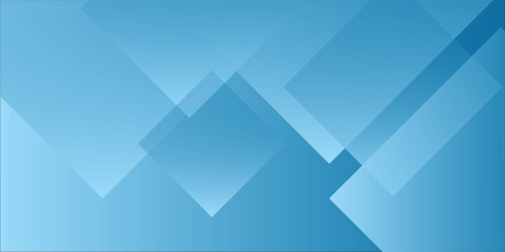 Abstract white background with blue transparent geometric square layers
