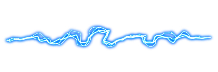 Blue Electric Lightning Bolt Isolated on Transparent Background