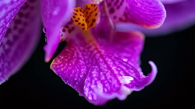 Purple orchid with water droplets