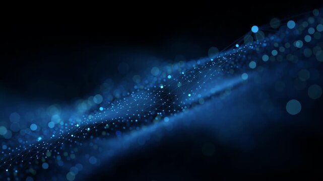 Abstract ai digital technology background motion flow three dimensional texture animation effect light overlay glowing celebration video design decoration falling glow particle create concept