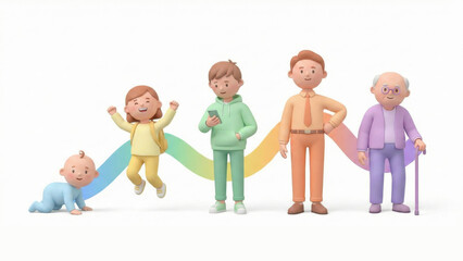 Family life stages and insurance options whole life vs term life insurance explained in a colorful illustration