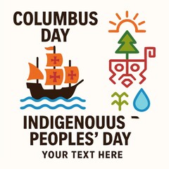 Columbus Day and Indigenous Peoples' Day Celebration Illustration © Ameen