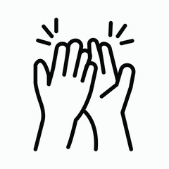 Fototapeta premium High five hands icon simple outline vector illustration for teamwork and celebration isolated on whi