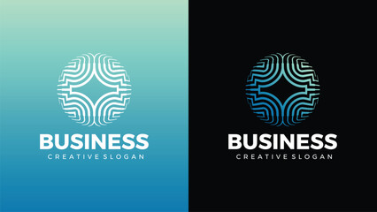 Naklejka premium Modern Blue Digital Network Connectivity Ball Icon Logo Design Template for IT Company and Start-up