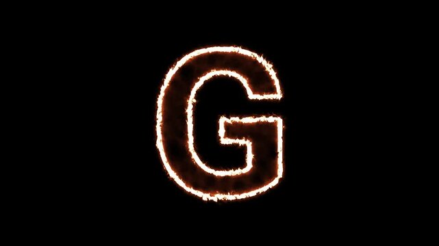 Letter G Reveal With Fire Effect - Realistic Burning Flame Alphabet Isolated On Black Background