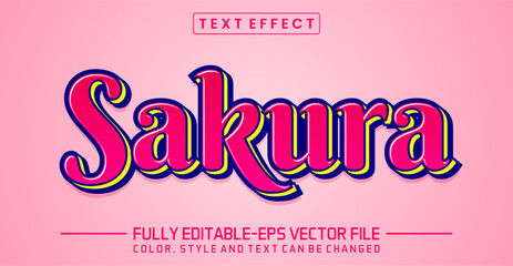 Sakura Cherry Blossom Pink Editable Text Effect EPS Vector