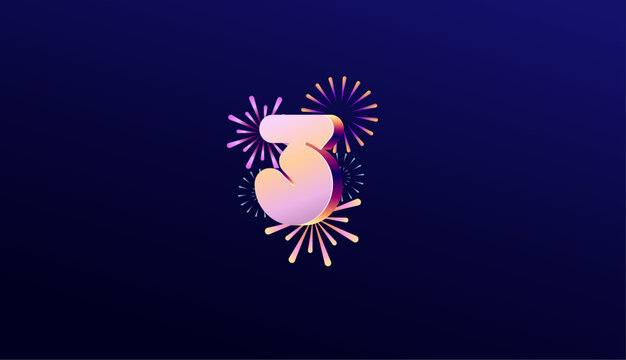 Gradient Colored 3D numbering anniversary 3th, 3th Happy Anniversary with colourful gradient, celebrating and greeting design banner.