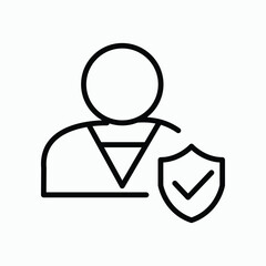 Obraz premium User profile icon with shield and checkmark representing security and protection flat vector design 