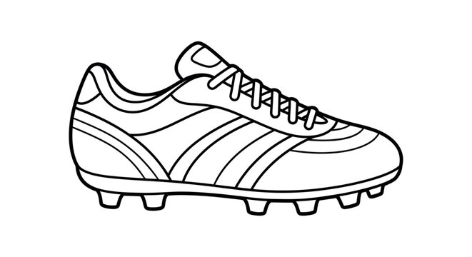 Soccer Cleat Coloring Page &mdash; Black and White Sports Shoe Line Art for Kids and Design