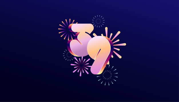 Gradient Colored 3D numbering anniversary 39th, 39th Happy Anniversary with colourful gradient, celebrating and greeting design banner.