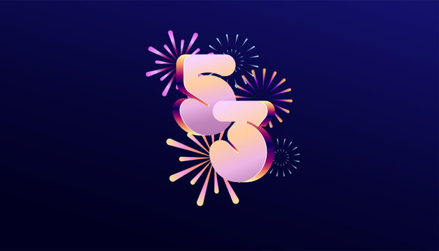 Gradient Colored 3D numbering anniversary 53th, 53th Happy Anniversary with colourful gradient, celebrating and greeting design banner.