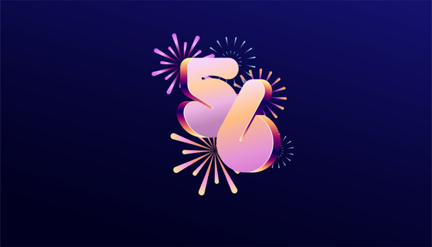 Gradient Colored 3D numbering anniversary 56th, 56th Happy Anniversary with colourful gradient, celebrating and greeting design banner.