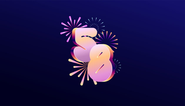 Gradient Colored 3D numbering anniversary 58th, 58th Happy Anniversary with colourful gradient, celebrating and greeting design banner.