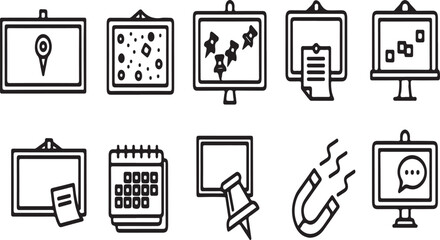 A collection of icons representing various digital and planning activities Vector