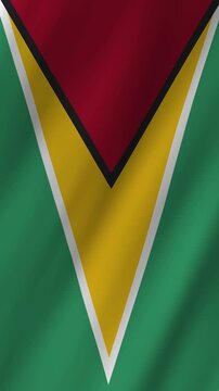 Vertical Guyana Flag Waving, Realistic 4K Background
