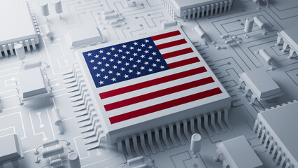USA semiconductor microchip trade tariff. 3d rendering