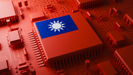 Taiwan semiconductor chip trade tariff. 3d rendering